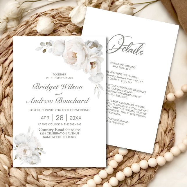 Invitación Todo En Un Boda Floral De Invierno Blanco (Subido por el creador)