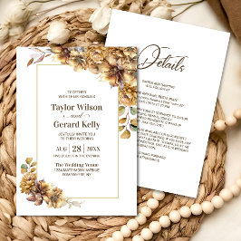 Invitación Todo En Un Boda Floral De Otoño