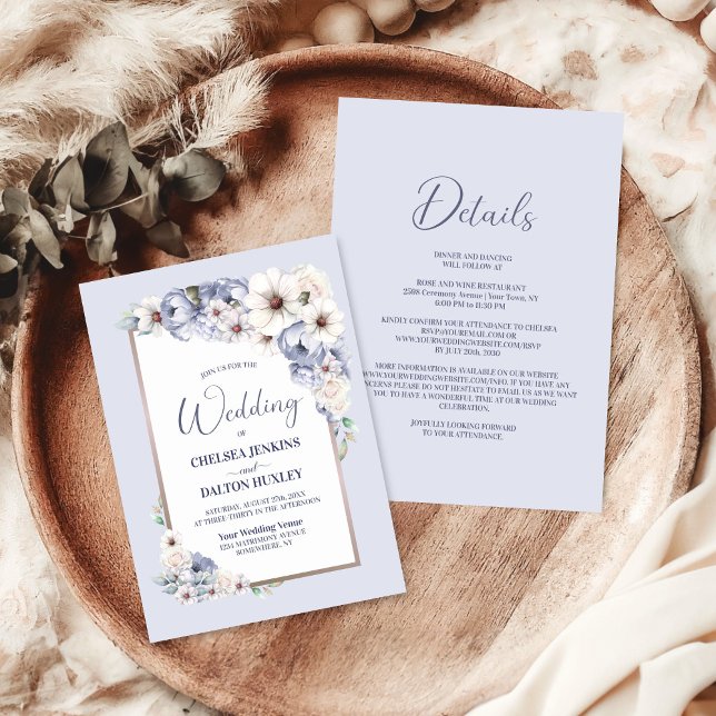 Invitación Todo En Un Boda Floral Gris (Subido por el creador)
