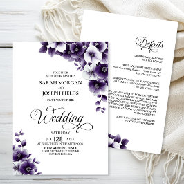 Invitación Todo en un Boda floral morado