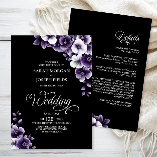Invitación Todo en un Boda floral morado (Subido por el creador)