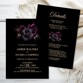 Invitación Todo en un Boda floral morado y rosa