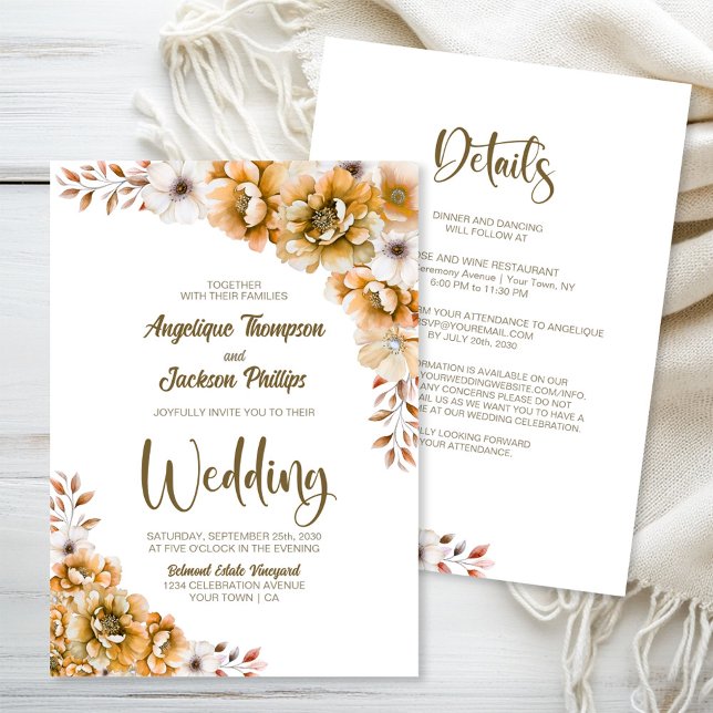 Invitación Todo En Un Boda Floral Naranja (Subido por el creador)