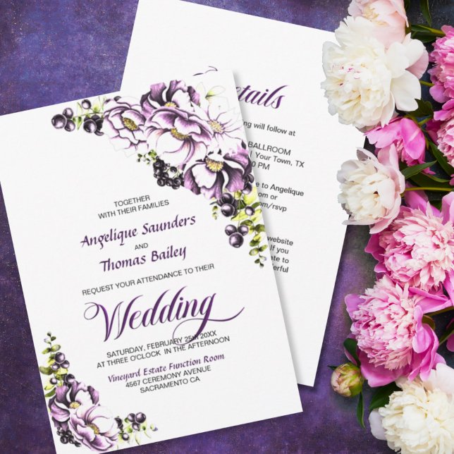 Invitación Todo En Un Boda Floral Púrpura (Subido por el creador)