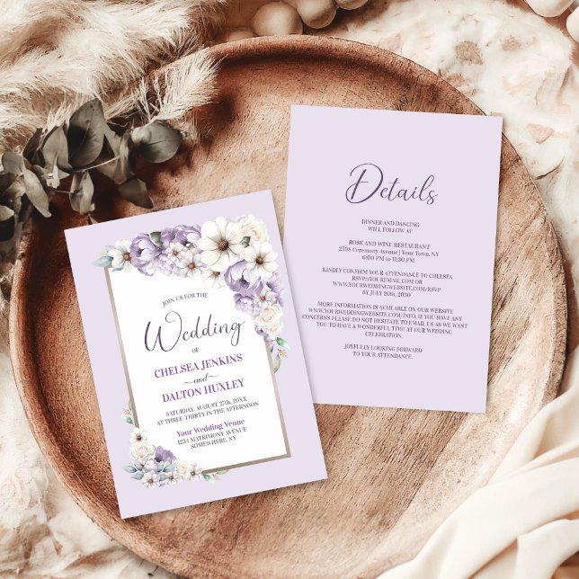 Invitación Todo En Un Boda Floral Púrpura (Subido por el creador)