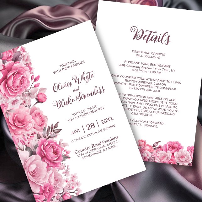 Invitación Todo En Un Boda Floral Rosa (Subido por el creador)