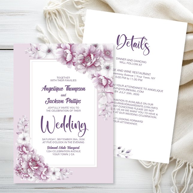 Invitación Todo En Un Boda Floral Rosa (Subido por el creador)