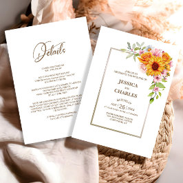 Invitación Todo en un Boda floral rosa de girasol
