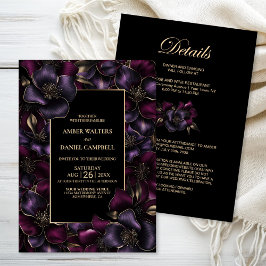 Invitación Todo en un Boda floral rosa morado negro
