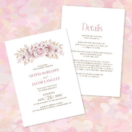Invitación Todo en un Boda floral rosa ruso