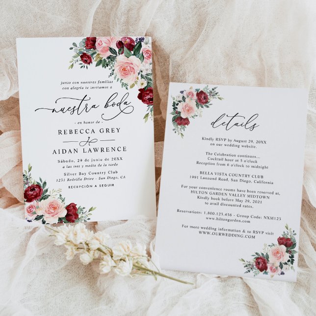 Invitación Todo En Un Boda Floral Rústico Neustra Boda (Subido por el creador)