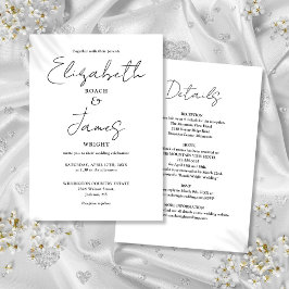 Invitación Todo En Un Boda Minimalista Blanco Y Negro