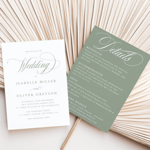Invitación Todo en un Boda mínimo simple y verde sabio