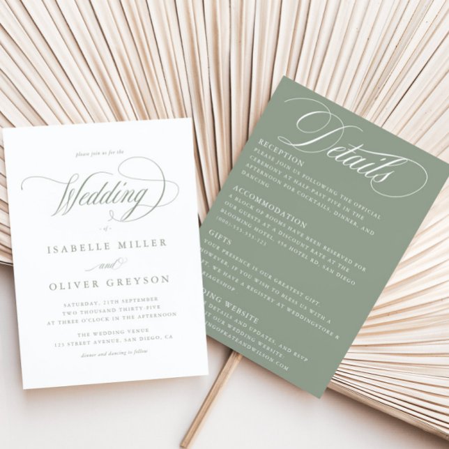 Invitación Todo en un Boda mínimo simple y verde sabio (Subido por el creador)