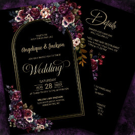 Invitación Todo En Un Boda Morado De Arco Floral De Borgoña