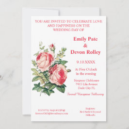 Invitación Todo En Un Boda Verde Rosa Floral Elegante  Verde