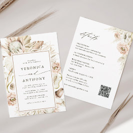 Invitación Todo En Un Boho Protea Pampas Boda De Flores De Gr