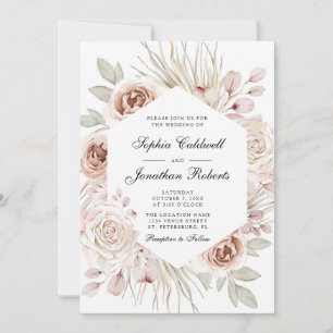 Invitación Todo en un boho Rubor Roses rosas rosas Boda de ho