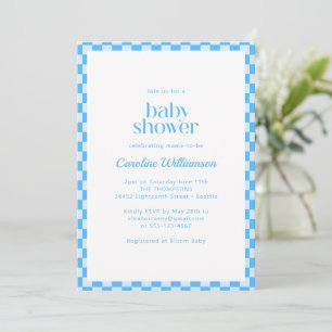 Invitación Todo en un código QR Azul Verificado Baby Shower R