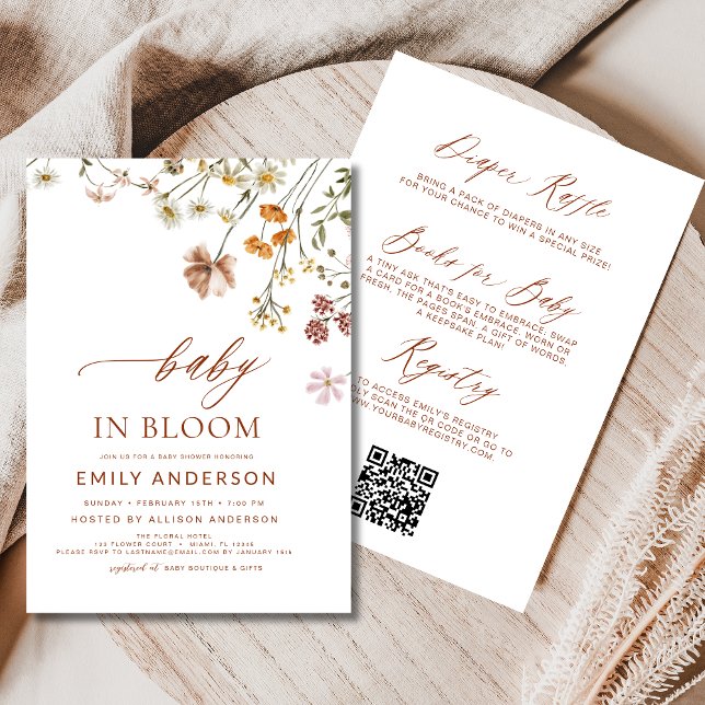Invitación Todo en un código QR: bebé de flores silvestres en (Subido por el creador)