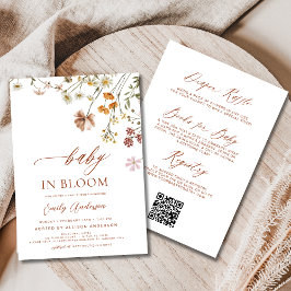 Invitación Todo en un código QR bebé de flores silvestres en