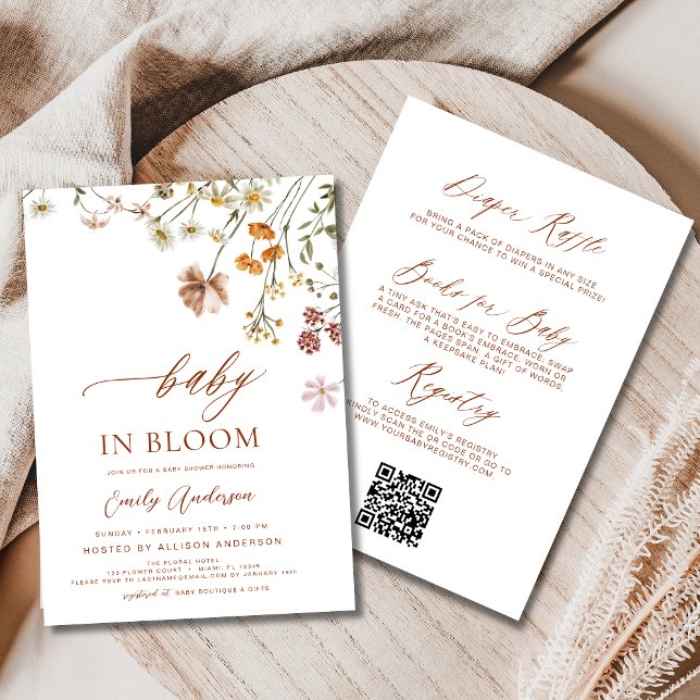 Invitación Todo en un código QR bebé de flores silvestres en  (Subido por el creador)