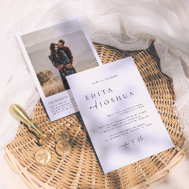Invitación Todo en un código QR Boda de fotos en blanco y neg
