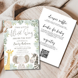 Invitación Todo en un código QR dos Baby Shower salvajes