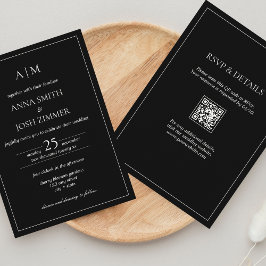 Invitación Todo en un código QR mínimo en blanco y negro bril