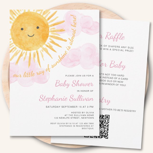 Invitación Todo en un código QR para la fiesta de bebé de Sun (Subido por el creador)
