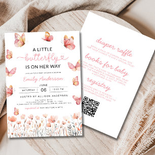 Invitación Todo en un código QR Pequeña mariposa Baby Shower
