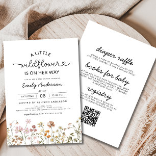Invitación Todo en un código QR Pequeño flor silvestre Baby S