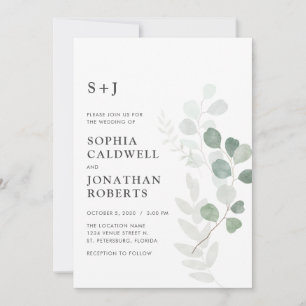 Invitación Todo en un código QR RSVP Airy Eucalyptus Boda