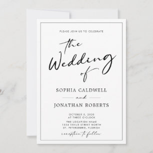 Invitación Todo en un código QR RSVP Boda de caligrafía moder