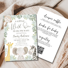 Invitación Todo en un código QR salvaje un Baby Shower Safari