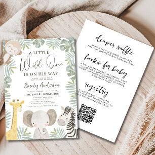 Invitación Todo en un código QR salvaje un Baby Shower Safari