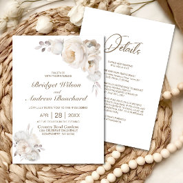 Invitación Todo En Un Elegante Boda Crema Floral