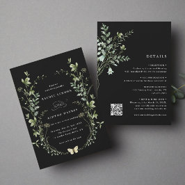 Invitación Todo En Un Elegante Boda De Flor Silvestre Negra
