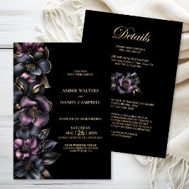 Invitación Todo en un elegante Boda de flores grisáceas rosad
