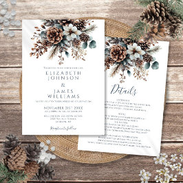 Invitación Todo En Un Elegante Boda De Pinecona Floral De Inv