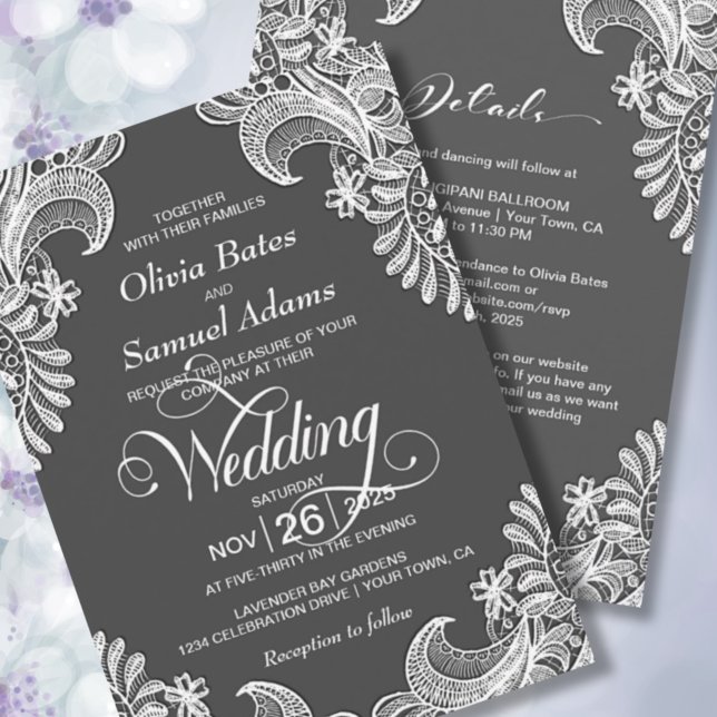Invitación Todo En Un Elegante Boda De Raza Gris (Subido por el creador)