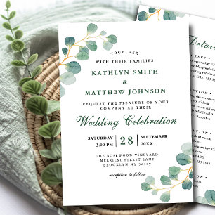 Invitación Todo En Un Elegante Boda Eucalyptus Greeneration