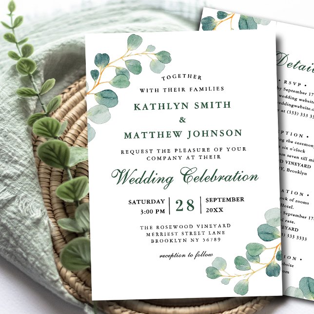 Invitación Todo En Un Elegante Boda Eucalyptus Greeneration (Subido por el creador)