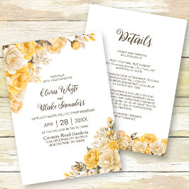 Invitación Todo En Un Elegante Boda Floral Amarillo