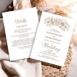 Invitación Todo en un elegante Boda floral blanco