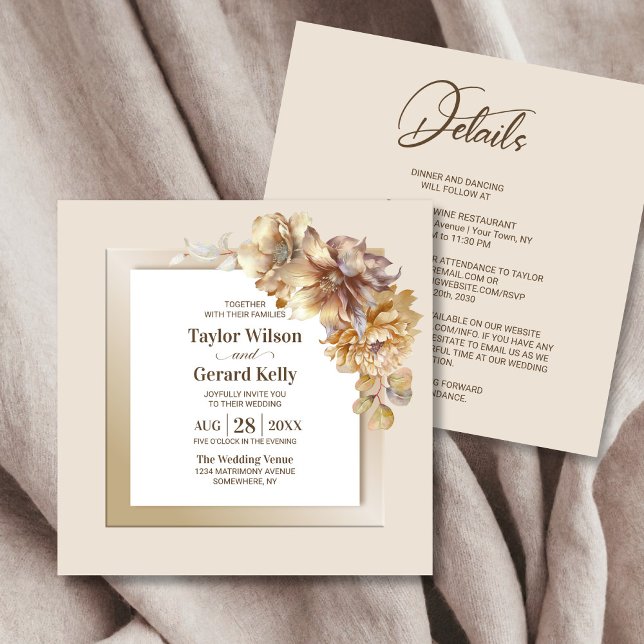 Invitación Todo En Un Elegante Boda Floral De Caída (Subido por el creador)