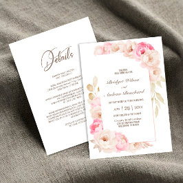 Invitación Todo En Un Elegante Boda Floral Rosa