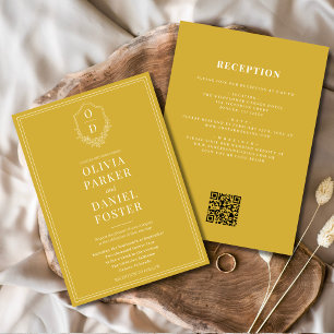 Invitación Todo en un Escudo  Champagne Boda de código QR