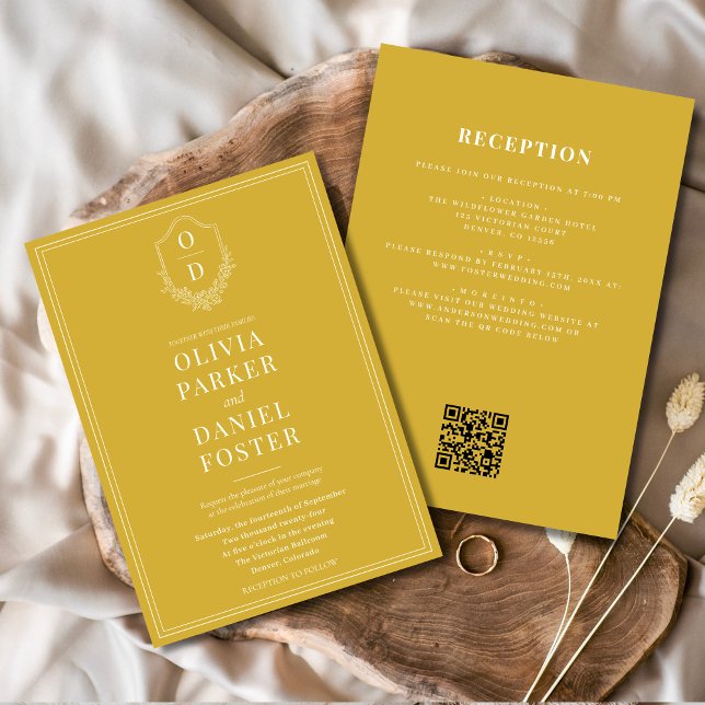 Invitación Todo en un Escudo  Champagne Boda de código QR (Subido por el creador)