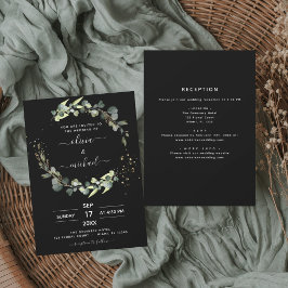 Invitación Todo en un eucalipto Boda de Rústica Negra